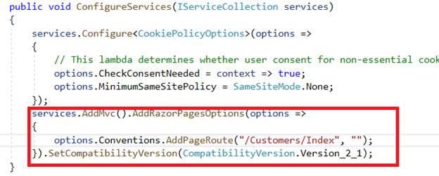 Setting A Custom Page As Landing Page In .Net Core Razor Pages